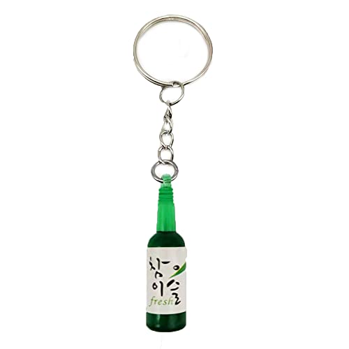 Soju Cans Keychain Fashion Drink Soju Bottle Keychain 6 Colors Simulation Resin Beer Wine Trinket Keyring Pendant Jewelry - Green