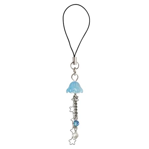 Agromusk Jellyfish Phone Charm,Y2K Beaded Phone Strap Cute Jelly Phone Charms Aesthetic Cell Phone Accessories Chain for Women Girls - Light Blue