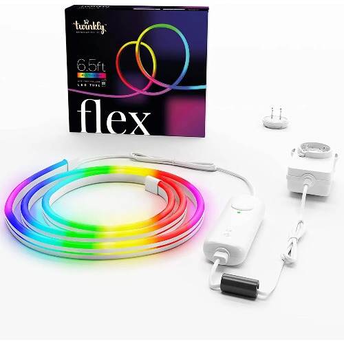 Twinkly Flex – App-Controlled Flexible Light Tube with RGB (16 Million Colors) LEDs. 6.5 feet. White Wire. Indoor Smart Home Decoration Light - Multicolored 6.5 ft
