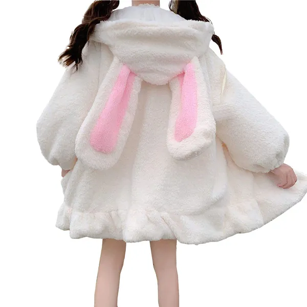 YEMOCILE Damen Cute Bunny Ear Langarm Fuzzy Fluffy Rabbit Tops Sweatshirt Hoodie Jacke Mäntel