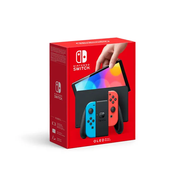 Nintendo Switch-Konsole (OLED-Modell) : Neue Version, intensive Farben, 7-Zoll-Bildschirm - mit einem neonfarbenen Joy-Con