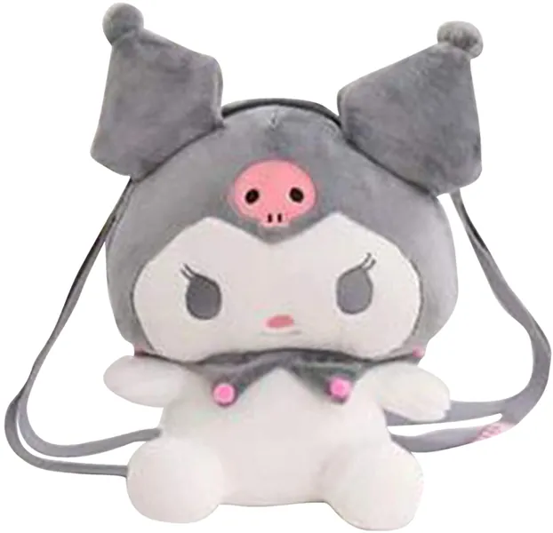 My Melody Kuromi Plüsch Tasche Cinnamoroll Rucksack Cartoon Schulter Tasche Anime Spielzeug Tasche für Anime Fans (Grau,Eine größe)