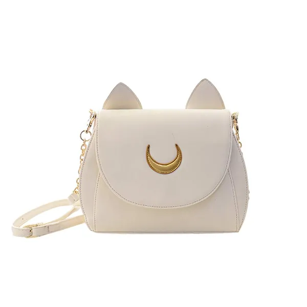 YARBAR Damen Umhängetasche Kawaii Schultertaschen Süße Katzenform Schulter Handtaschen Casual Taschen Pu Leder (Weiß)