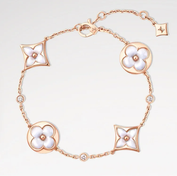 Color Blossom BB Star and Sun Multi-Motif Bracelet, Pink Gold, White Mother-of-Pearl and Diamonds