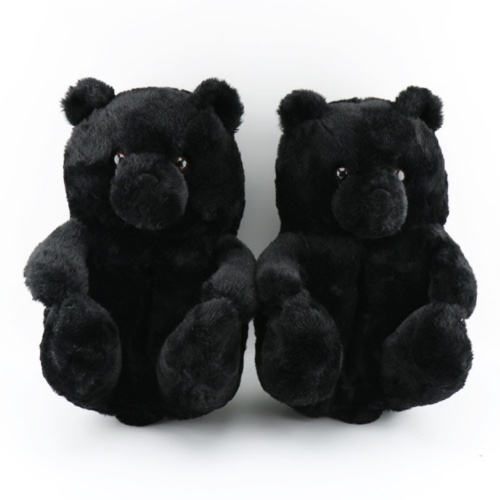 Cozy Plush Adult Teddy Bear Slippers - Perfect Valentines Gift! - black / US5-12