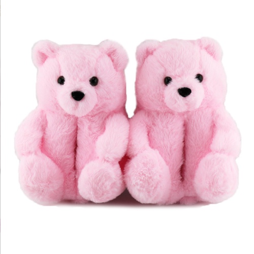 Cozy Plush Adult Teddy Bear Slippers - Perfect Valentines Gift! - Pink / US5-12