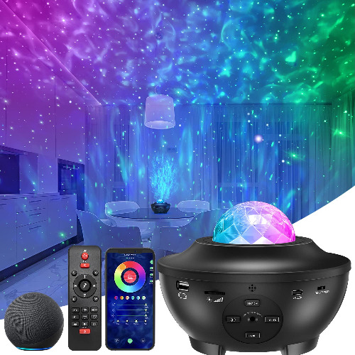 Star Projector Galaxy Light Projector, Galaxy Projector for Bedroom Bluetooth Speaker, Night Light Projector for Kids Adults, WiFi & Remote Control, Holiday / Birthday / Party / Dance Room Decor - Black