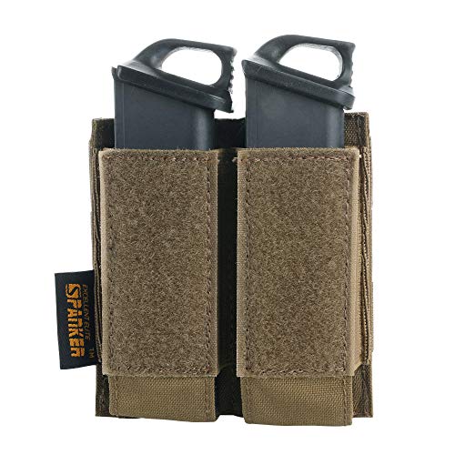 EXCELLENT ELITE SPANKER Tactical Open Top Double/Triple Pistol Mag Pouch for Glock M1911 92F Magazines 40mm Grenade - A Double-Coyote Brown