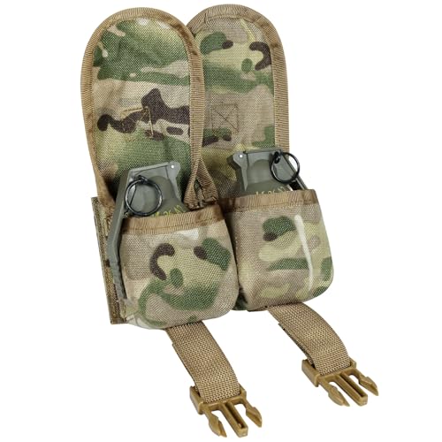 Tactical Pouches-Double Frag Grenade Pouch,Molle EDC Tool Bags for Hunting Shooting Airsoft Equipment Gears - MC