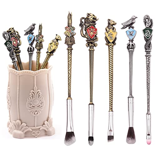 【5 Color Options】Metal Wand Gifts Makeup Brushes Set Wi-zard Wand Makeup Brushes Set Make Up Brushes for Women - Brushes Holder Pot Not Included - 1-HP_Ancient_Bronze