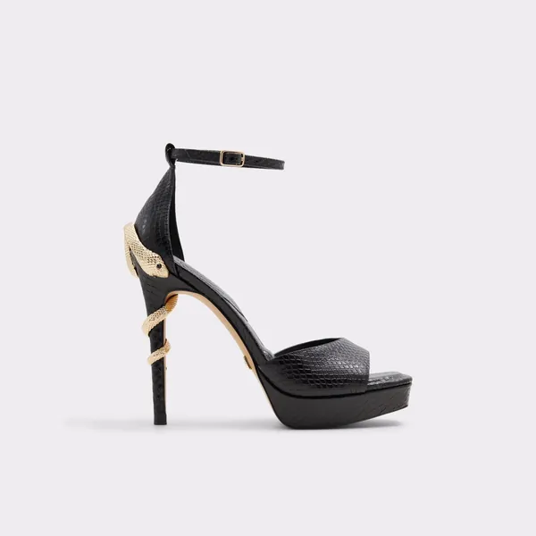 Medusa Black Leather Mixed Material Women's Strappy sandals | ALDO Canada