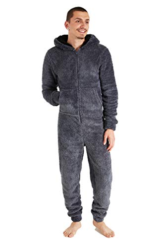 CityComfort Herren Overall Jumpsuit, One Piece Anzug Fleece Onesie Herren Flauschig Einteiler Schlafanzug Herren und Teenager Jungen M-3XL, Geschenke für Männer - L - Dunkelgrau