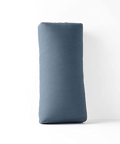 Halfmoon Rectangular Yoga Bolster Pillow for Meditation and Support - Rectangular Yoga Cushion with Carry Handle 100% Cotton (Ink) - Ink Standard