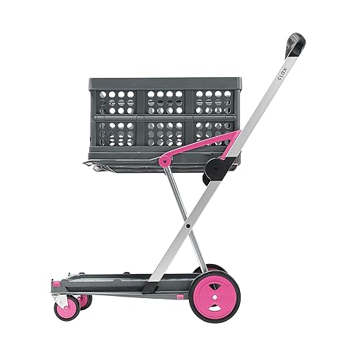 CLAX® Multi use Functional Collapsible carts | Mobile Folding Trolley | Shopping cart with Storage Crate (Pink) - Pink