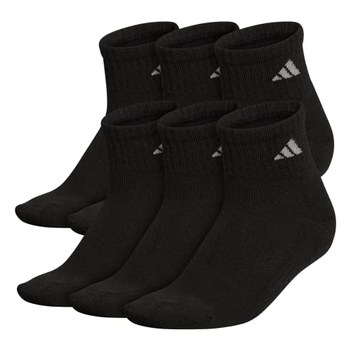 adidas Women's Athletic Quarter Socks 6-Pack - Medium - Black/Aluminum