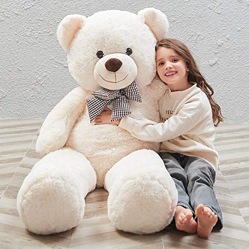 MaoGoLan Giant Teddy Bear Big 4 Feet Stuffed Animal Stuffed Bear Baby Shower Life Size Large Teddy for Girlfriend Boyfriend Wife Children - Cream - 47 inches