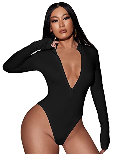 Women's Long Sleeve Zip Up Bodysuit