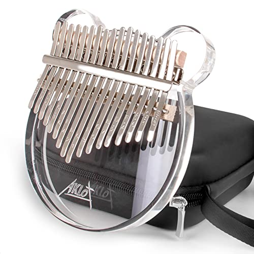 Kalimba Thumb Piano, AKLOT 17 Keys Transparent Acrylic Bear Finger Piano Note Carved Starter with Case Tune Hammer Study Booklet Stickers - Acrylic Bear