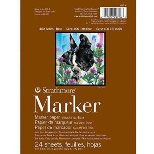 Strathmore Marker Paper Pad 6"X8"-50lb Smooth 24 Sheets -62497600 - 