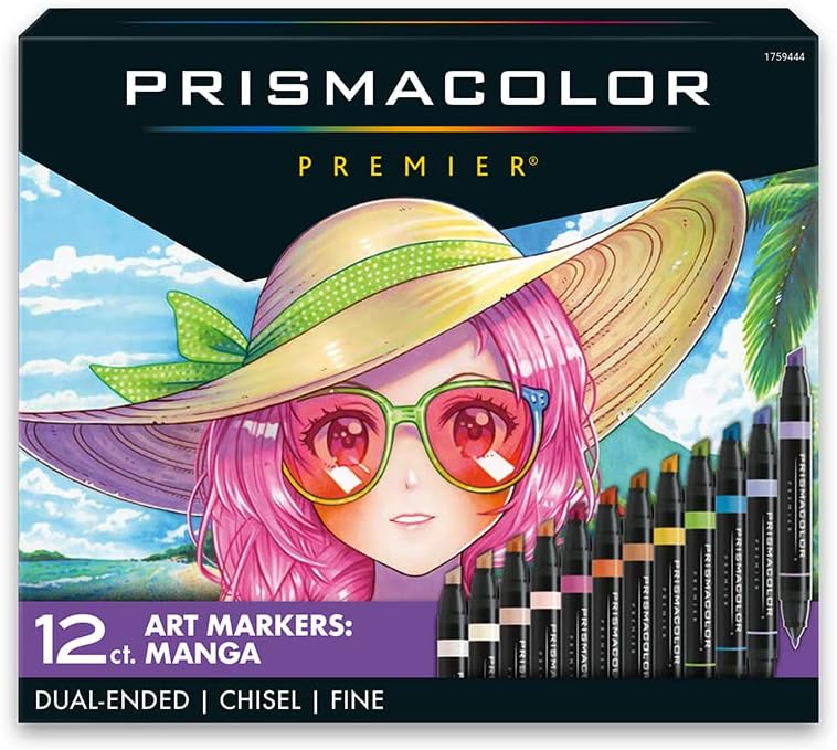 Prismacolor Premier Double-Ended Art Markers, Fine and Chisel Tip, Manga Colors, 12 Pack - Manga