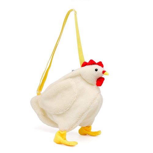 Women Cute Chicken Animal Style Shoulder Handbag Girl Hen Crossbody Purse Messenger Bag - White
