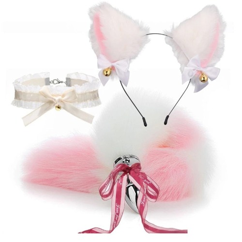 Kitten Play Set with Collar - White/Pink
