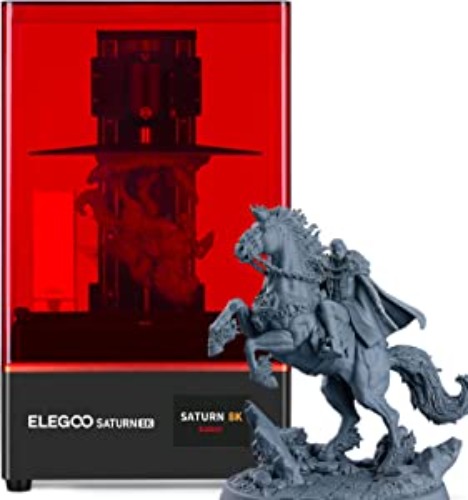 ELEGOO Saturn 8K MSLA 3D Printer, UV Resin Photocuring Printer with 10-Inch 8K Monochrome LCD, Matrix UV Light Source, 219 x 123 x 210 mm³ / 8.62 x 4.84 x 8.27 in³ Large Printing Size - Saturn 8K