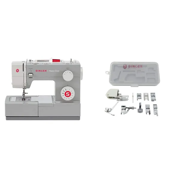 SINGER | Heavy Duty 4411 Sewing Machine with 11 Built-In Stitches, Accessory Kit, Includes 9 Presser Feet, Twin Needles, & Case - Sewing Made Easy