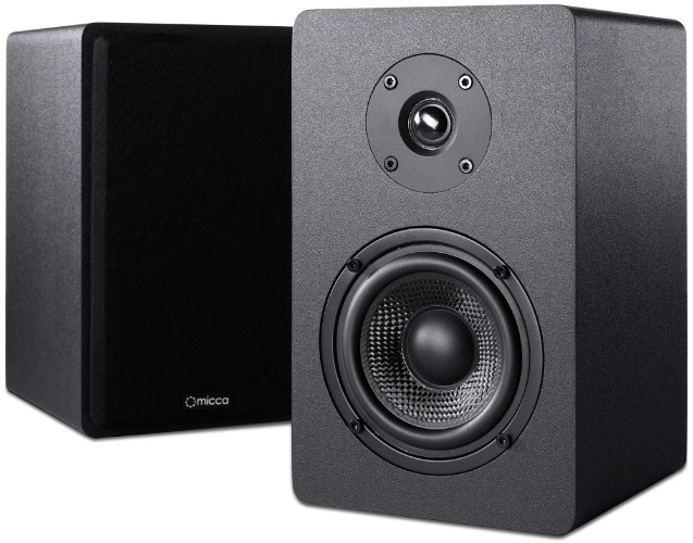 Micca PB42X Powered Bookshelf Speakers, 30-Watt RMS Power, Active Near Field Studio Monitors, 2-Way (Black, Pair) - Black PB42X Powered Bookshelf Speakers