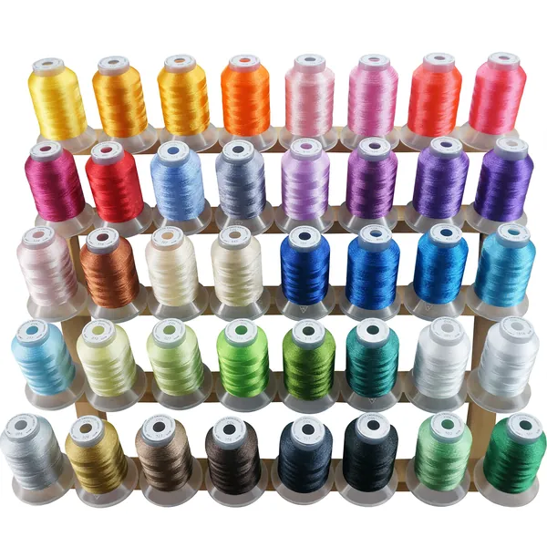 New Brothread 40 Brother Colors Polyester Embroidery Machine Thread Kit 500M (550Y) Each Spool for Brother Babylock Janome Singer Pfaff Husqvarna Bernina Embroidery and Sewing Machines