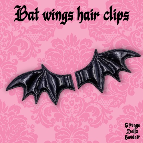 Bat wings hair clips, Gothic, Halloween, Strange Dollz Boudoir