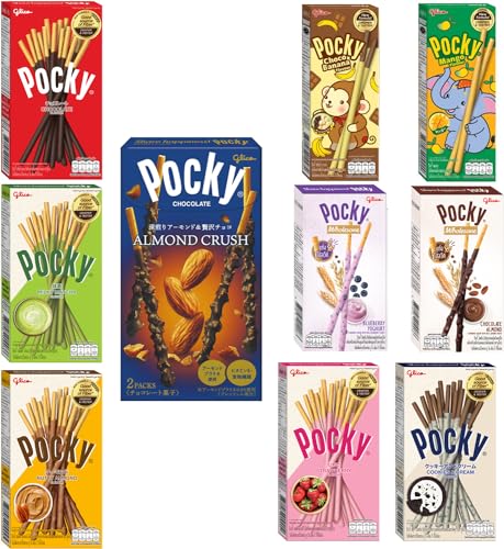 Pocky Chocolate Biscuit Sticks Set of 10 Flavour Variety Pack (Pack of 10) Gift