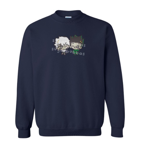New Hunter Besties Embroidered Graphic Apparel | M / Crewneck Sweatshirt / Navy Blue