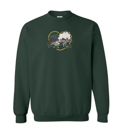 BKDK Handmade Embroidered Graphic Apparel | M / Crewneck Sweatshirt / Forest Green