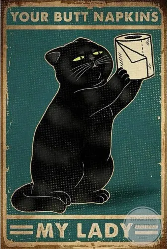 Black Cat Metal Poster