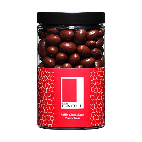 Rita Farhi Belgian Milk Chocolate Coated Roasted Pistachios in a Luxury Gift Jar 300 g