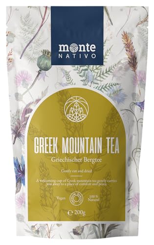 Greek Mountain Tea (200 g) Monte Nativo – Gently cut and dried - Mountain Tea - Loose herbal infusion – Sideritis Scardica - Stimulating and healthy infusion - 100% Pure and natural - Refreshing aroma - Greek Mountain