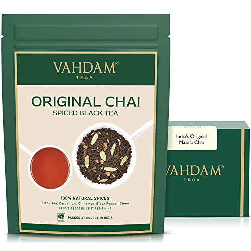 VAHDAM, India's Original Masala Chai Tea Loose Leaf (50 Cups/3.53oz) Blend Of Black Tea | Cinnamon, Cardamom, Cloves & Black Pepper | Ancient Indian House Recipe Of Spiced Masala Tea - India's Original Masala Chai