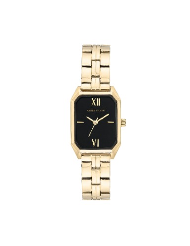Octagonal Shaped Metal Bracelet Watch | Black&Gold-Tone