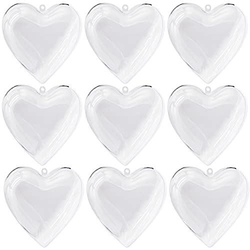 UNIQLED Clear Plastic Fillable DIY Craft Ball Christmas Ornament Valentine Hoilday Decor - Pack of 10 (Heart 100mm) - Heart 100mm
