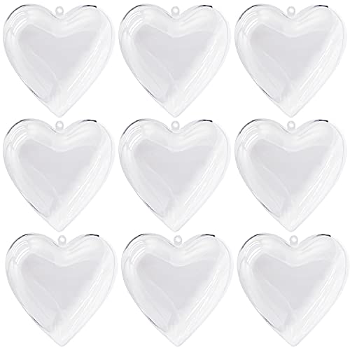 UNIQLED Clear Plastic Fillable DIY Craft Ball Christmas Ornament Valentine Hoilday Decor - Pack of 10 (Heart 100mm) - Heart 100mm