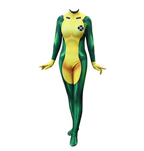 Axvinel Superhero Rogue Cosplay Costume Womens Full Set Bodysuit Zentai Jumpsuit - Small