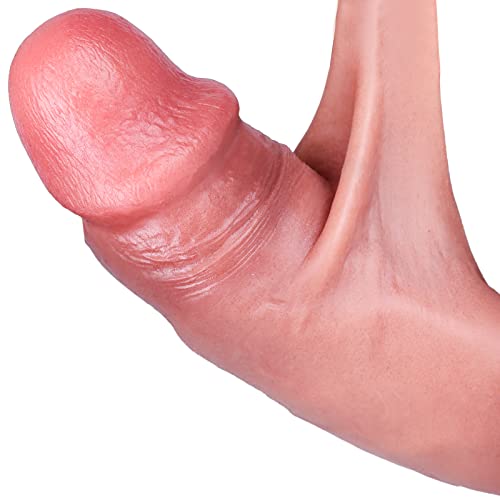 Meatroot Replica Real Penis, Handmade Dildos Realistic Uncut Dildo, Dildo with Sliding Foreskin, Realistic Foreskin Dildo, Double Silicone Dildo with Sliding Foreskin Specially Designed for Women. - realistic dildo