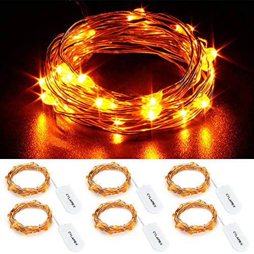 CYLAPEX 6 Pack Orange Fairy Lights 3.3FT Silvery Copper Wire 20 LED Fairy String Lights Small Starry Lights Firefly Battery Operated Micro String Lights for Christmas DIY Decor Halloween Wedding Party / Green