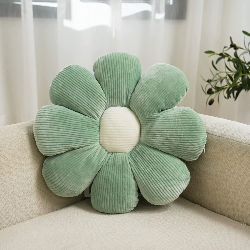 Flower Pillow Cute and Comfortable Floor Cushions Soft Fun Plant Throw Pillows Preppy Aesthetic Room Decor for Couch,Sofa,Chair(Sage Green,14.5) - Green 01 - 14.5"