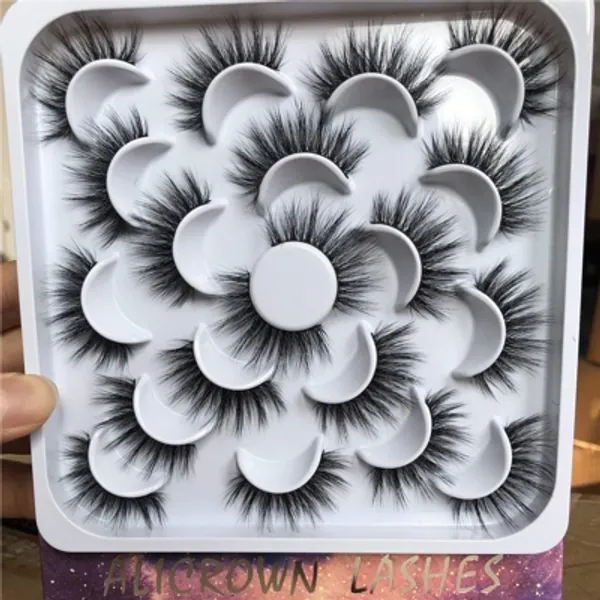 False Eyelashes Fluffy Volume, Faux Mink Lashes Pack Handmade Dramatic Thick Crossed Fake Eyelashes Soft Reusable 10 Pairs by ALICROWN