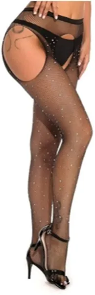 Acizi Sexy Crystal Rhinestone Pantyhose Tights Mesh Fishnet Diamond Stockings Bling Hosiery