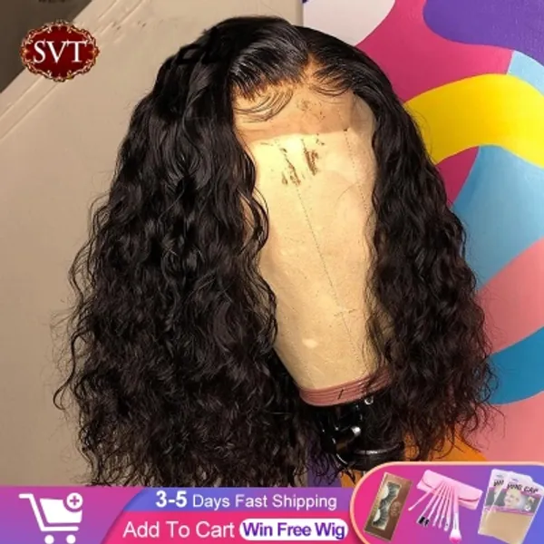 44.99US $ 45% OFF|SVT Brazilian Water Wave Short Bob 13X4 Lace Front Closure Wig Human Hair Wigs Wavy Curly Bob Frontal Wigs For Women Preplucked|Lace Front Wigs|   - AliExpress