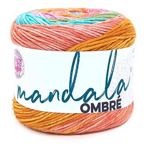 Lion Brand Yarn Mandala Ombré Yarn with Vibrant Colors, Soft Yarn for Crocheting and Knitting, Tranquil, 1-Pack - 1 Pack - Tranquil