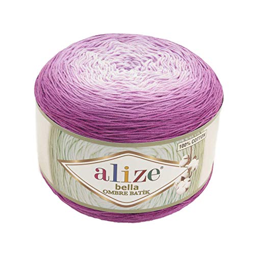Alize Bella Ombre Batik 100% Cotton Yarn 1 Big Skein 250 gr 900 mt 984 Yards 7429 - 7429
